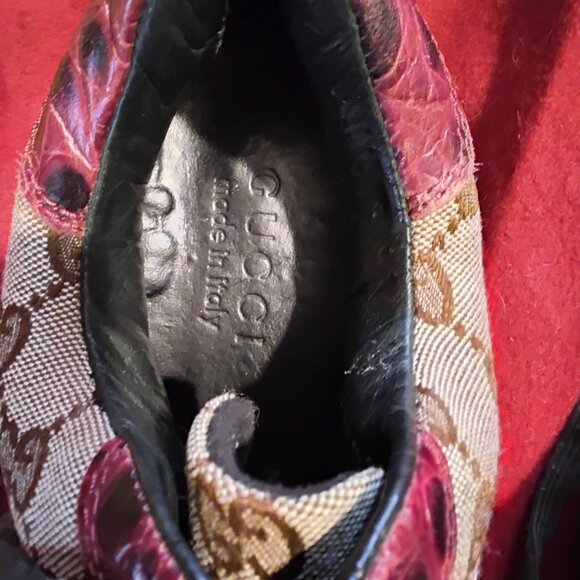 GUCCI Brown/Maroon Monogram Shoes - Picture 3 of 6